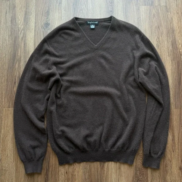 Cashmere Joseph & Lyman Pull Over V-Neck Sweater XL Brown - Picture 4 of 11